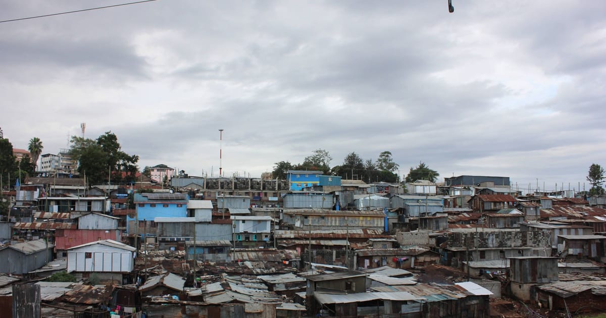 Expansive view of Kibera, a densely populated area in Nairobi, showcasing urban poverty.